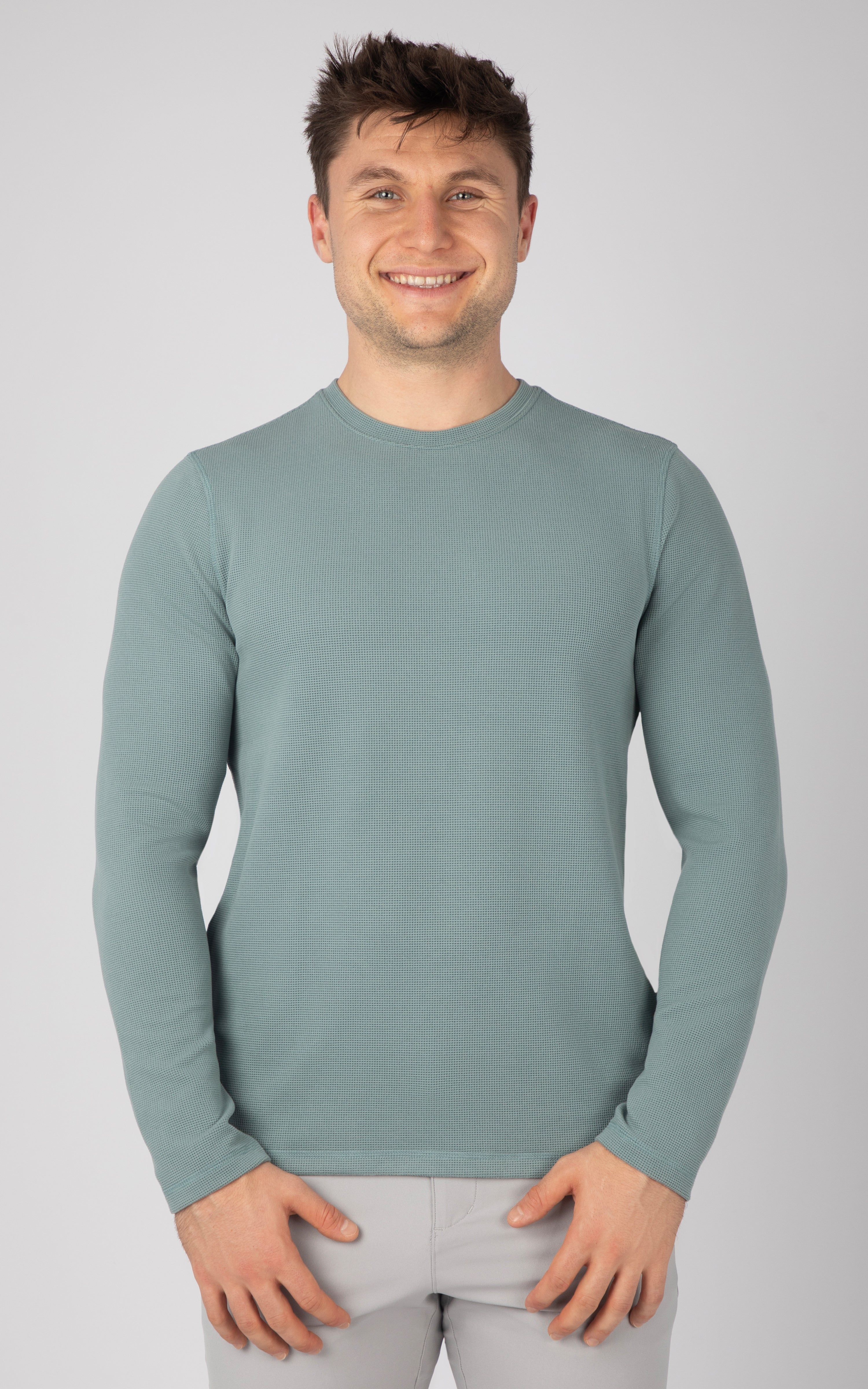 Mens Supreme Hyperlite Waffle Long Sleeve Crew Neck Shirt - 90 Degree by Reflex