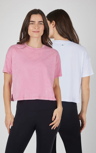 2 PK Stone Washed Cotton and Super Soft Tee - 90 Degree by Reflex