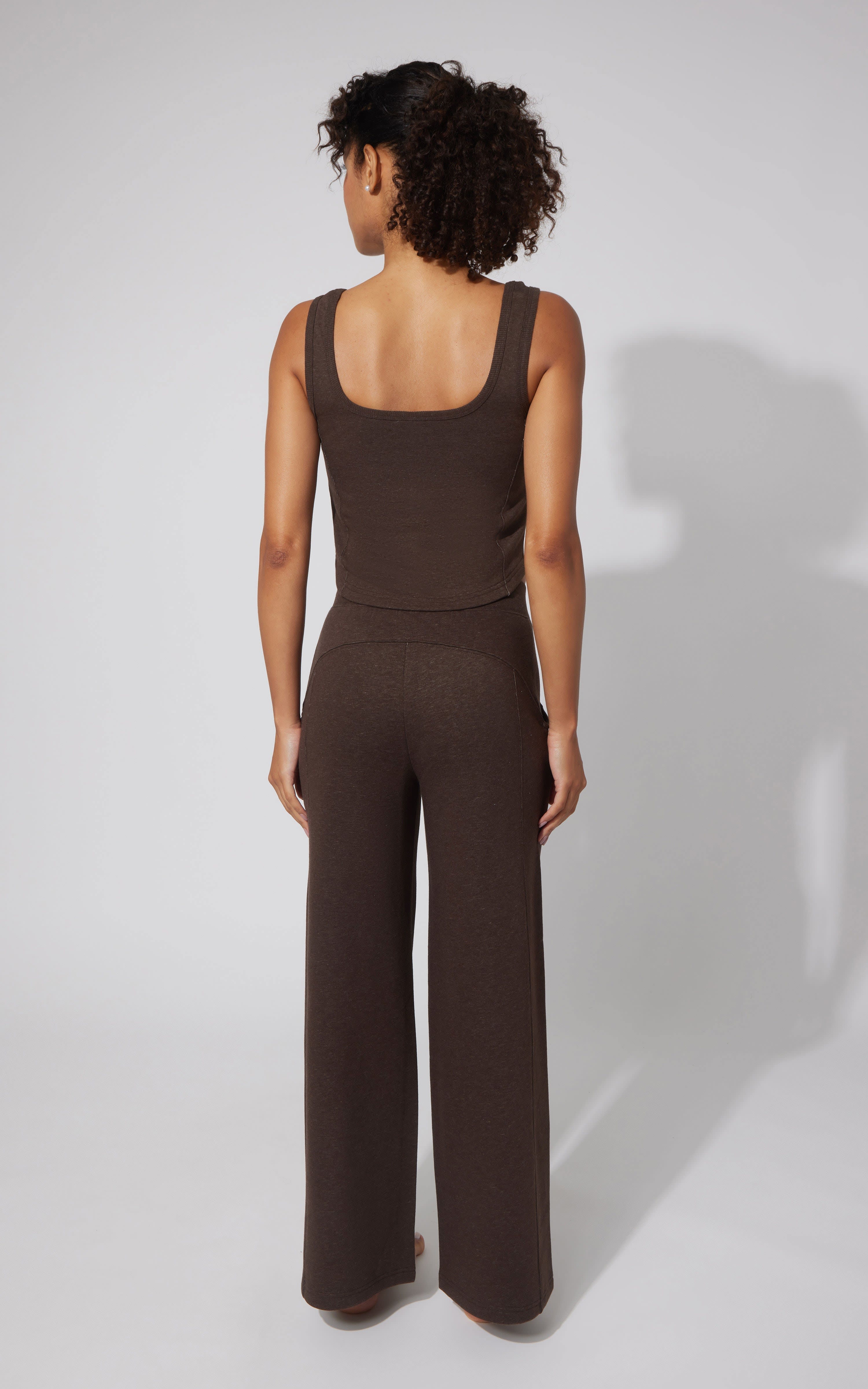 Terry Corset Tank & Fleece Wide Leg Pant Set - 90 Degree by Reflex