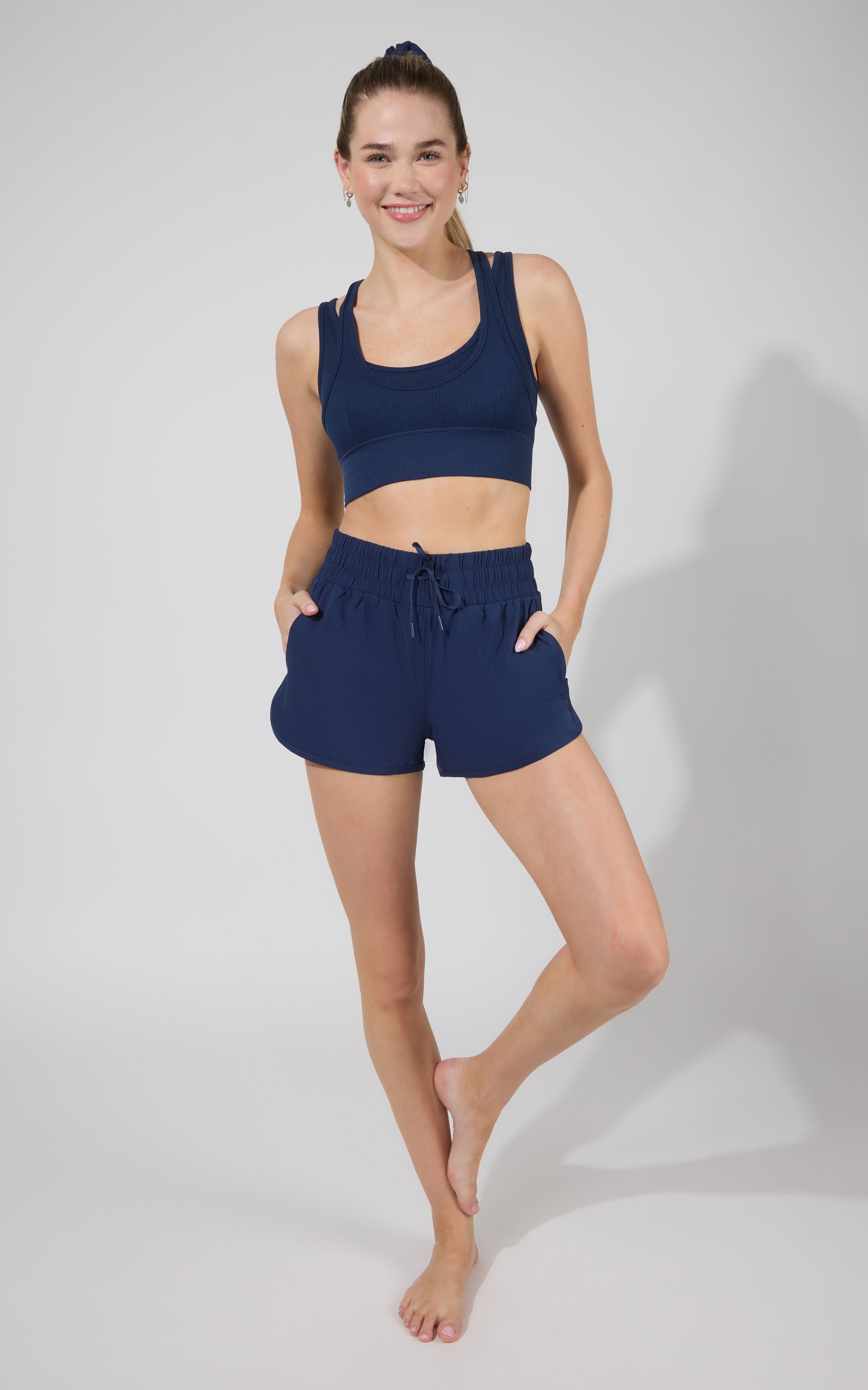 Seamless Rib Sorelle Double Layer Bra (With Cups) + Lightstreme Korra Running Short With Contrast Binding - 90 Degree by Reflex