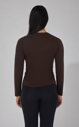 2 PK Side Ruched Long Sleeve Top