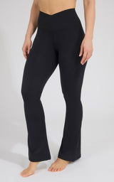 Lux Madison Crossover Elastic Free Waist Flare Leg Pant - Our Cafe Story - 90 Degree by Reflex