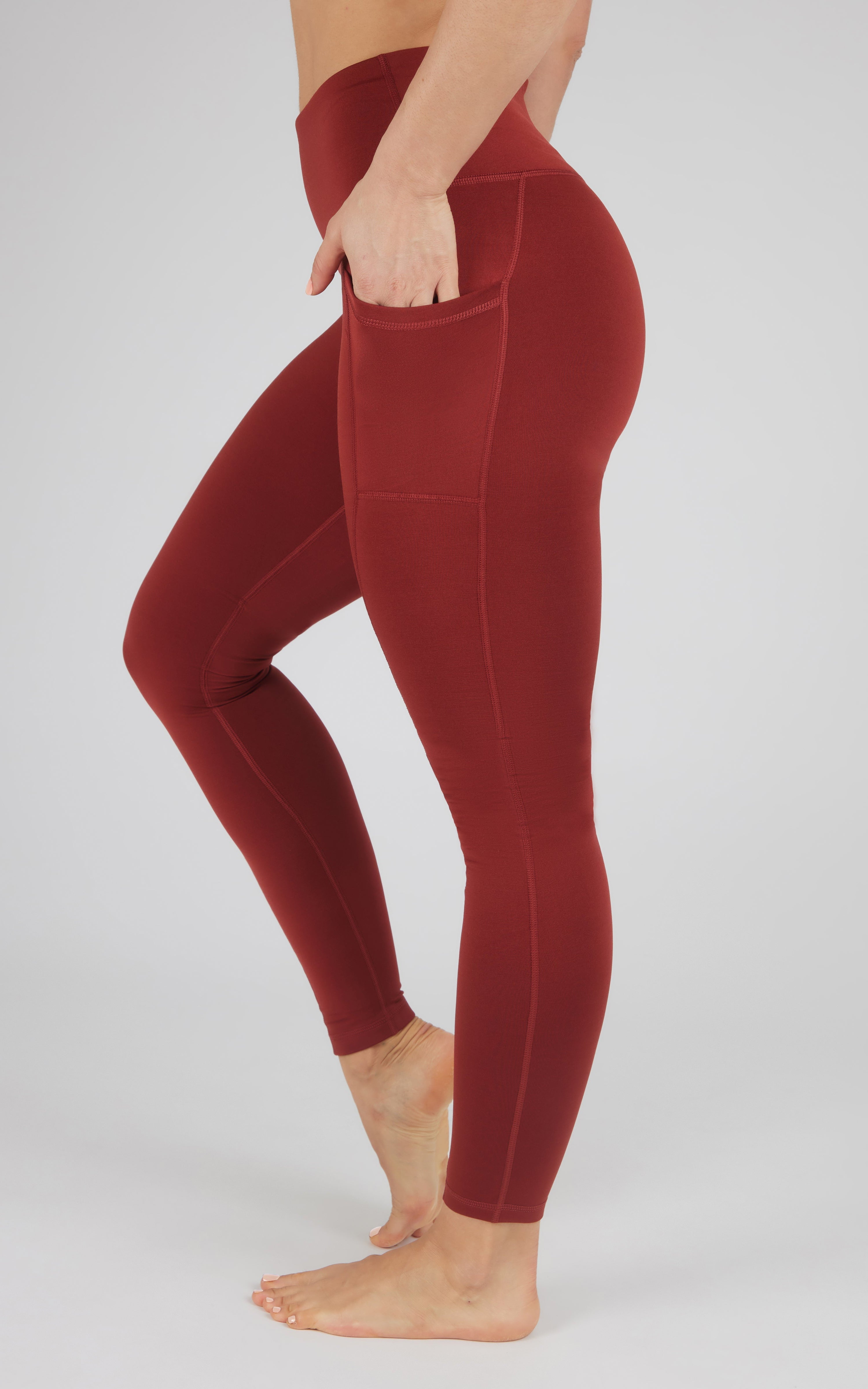 Cold Gear High Waist Fleece Lined Legging with Side Pockets - 90 Degree by Reflex