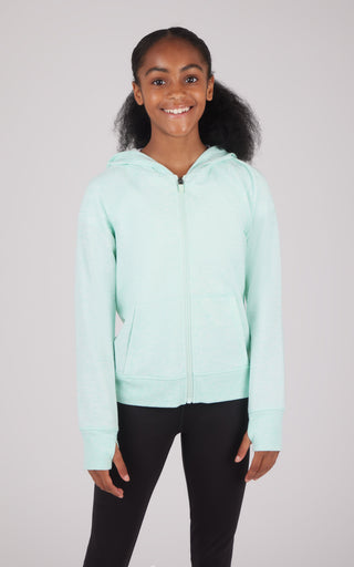 Girls Brushed Full Zip Hooded Jacket - 90 Degree by Reflex