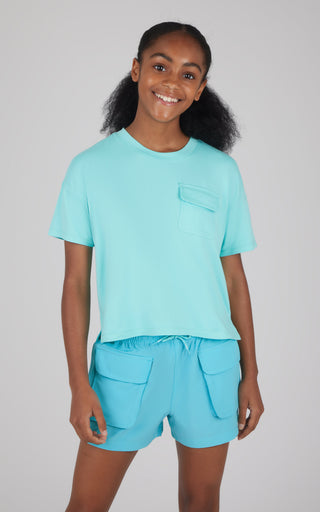 Girls 2 PC Boxy Tee and Woven Cargo Short - 90 Degree by Reflex