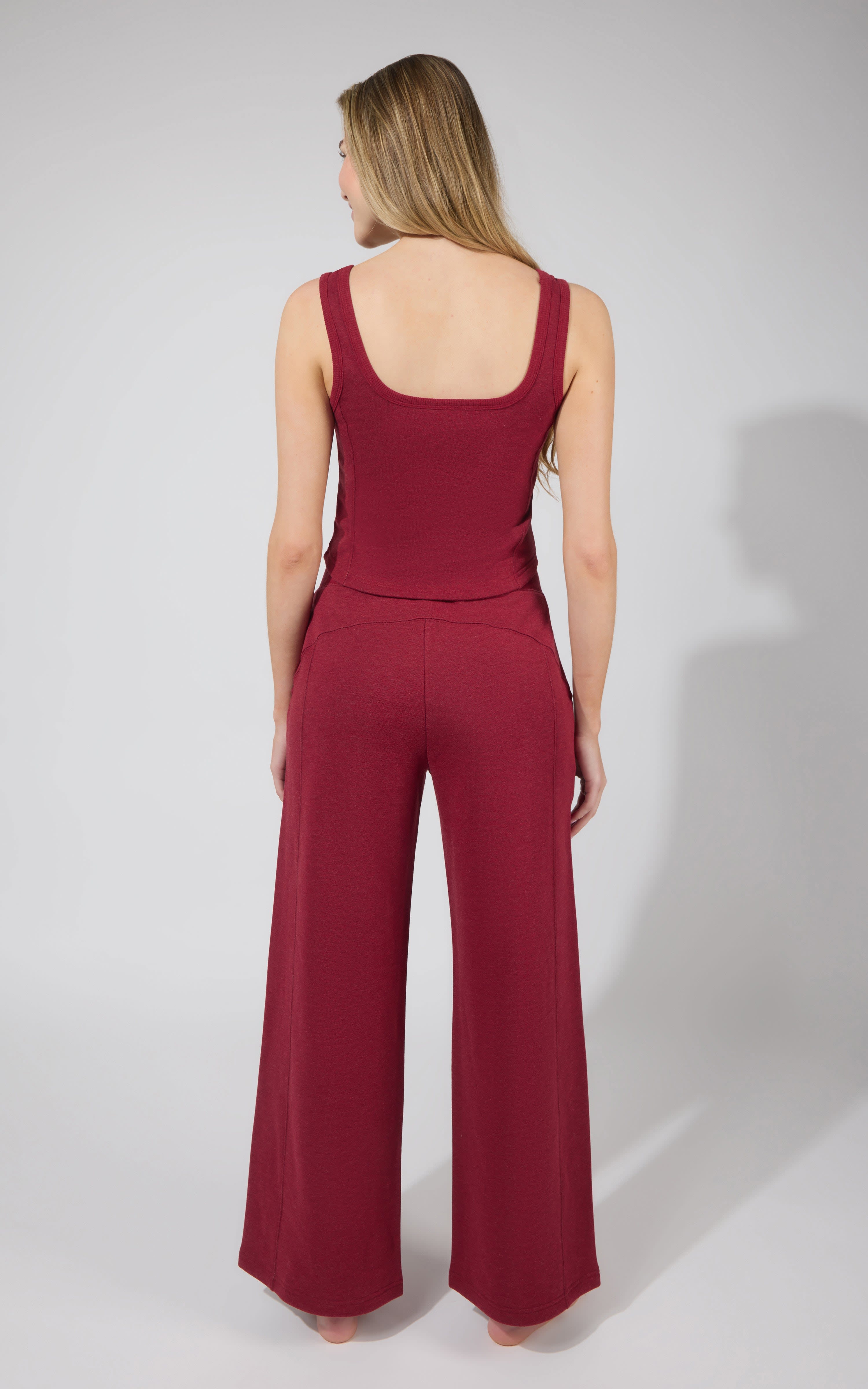 Terry Corset Tank & Fleece Wide Leg Pant Set - 90 Degree by Reflex