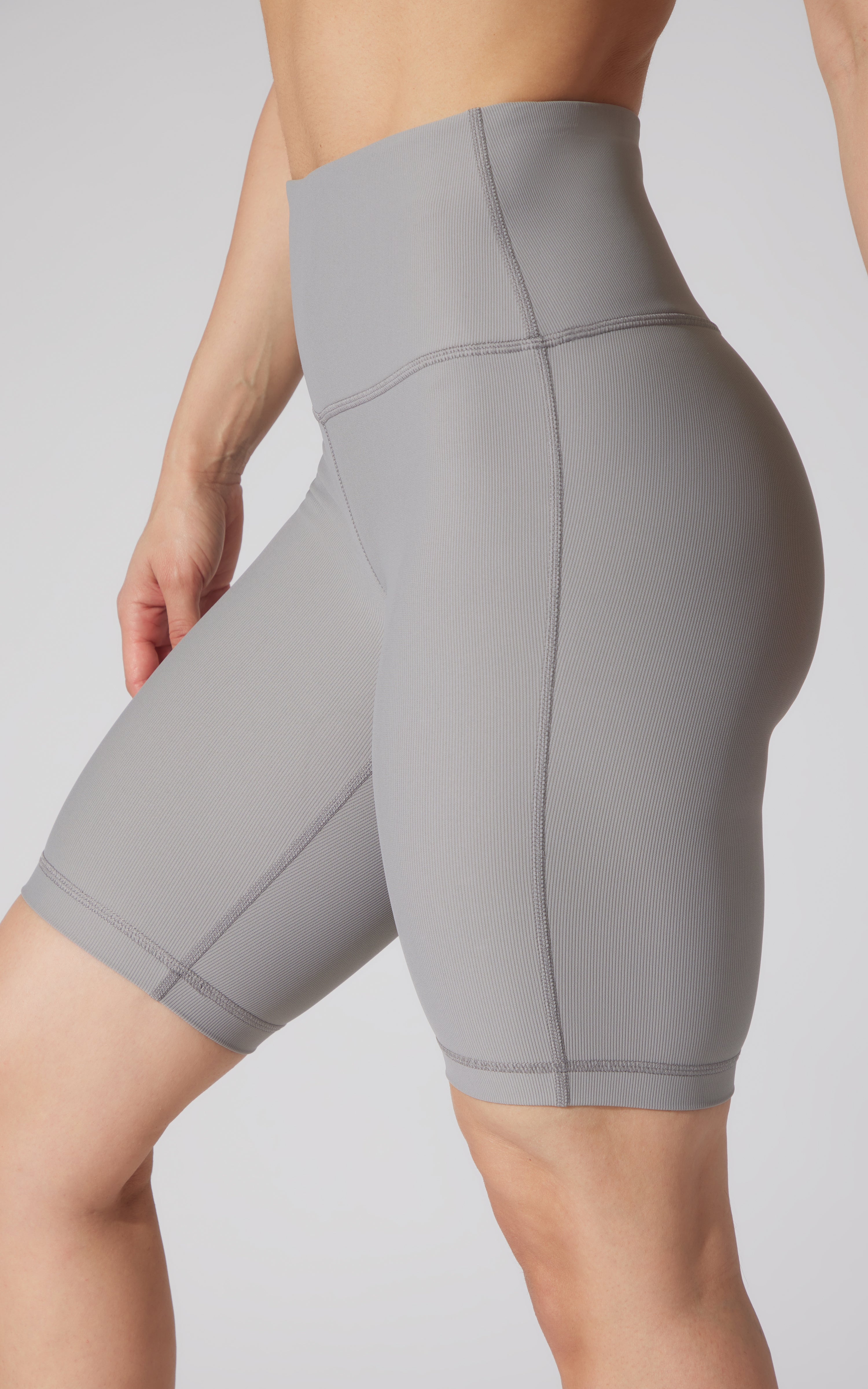 Womens High Waist Ribbed 9" Biker Shorts