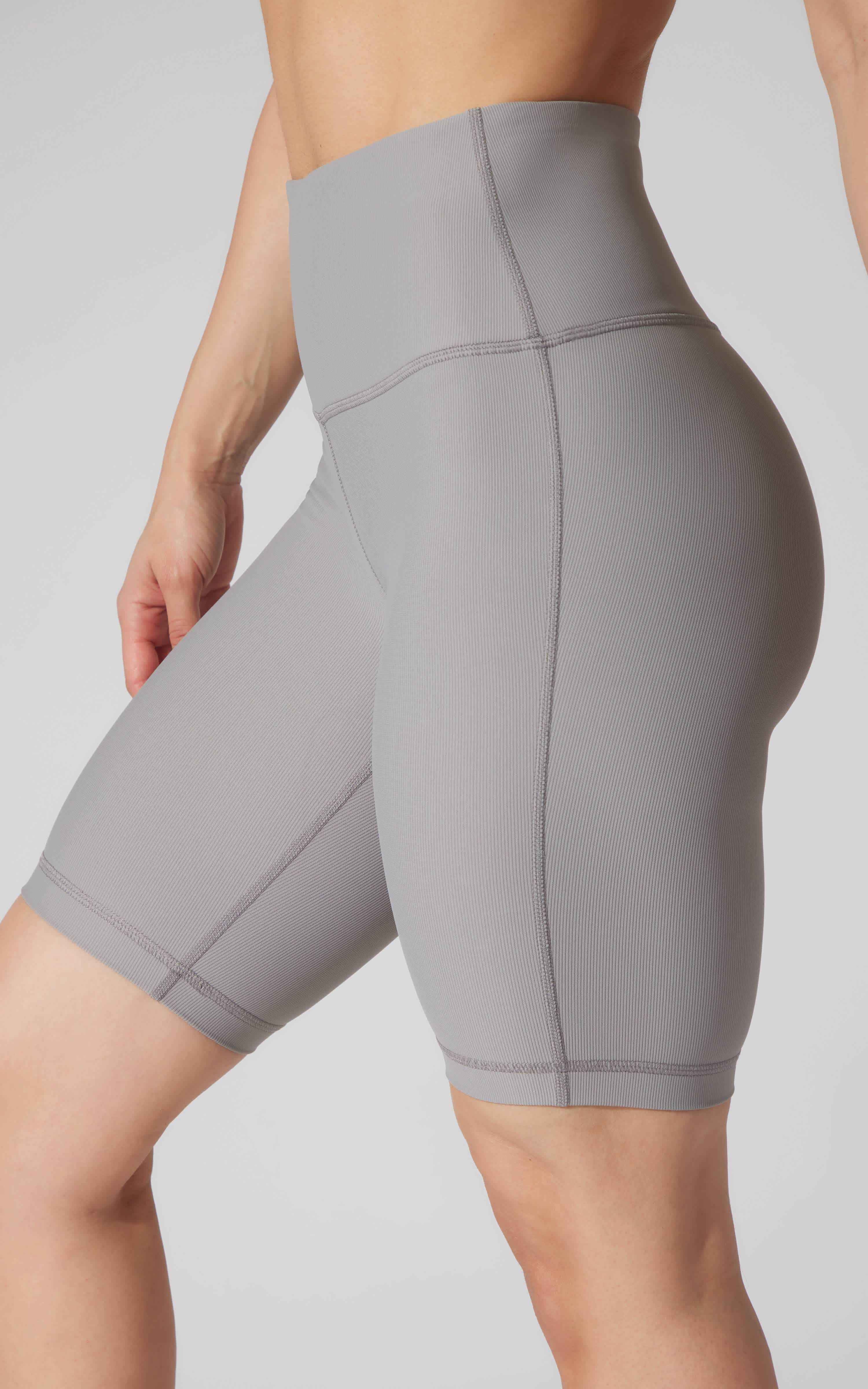 High Waist Ribbed 9" Biker Shorts - 90 Degree by Reflex