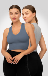 2 PK Ribbed V-Neck Tank Top - 90 Degree by Reflex