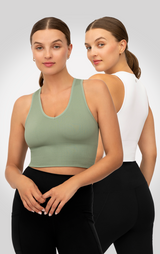 2 PK Ribbed V-Neck Tank Top - 90 Degree by Reflex