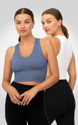 2 PK Ribbed V-Neck Tank Top - 90 Degree by Reflex
