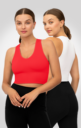 2 PK Ribbed V-Neck Tank Top - 90 Degree by Reflex