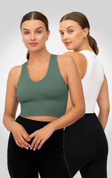 2 PK Ribbed V-Neck Tank Top - 90 Degree by Reflex