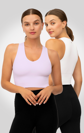 2 Pack Rib Seamless Highline V-Neck Cropped Tank Top