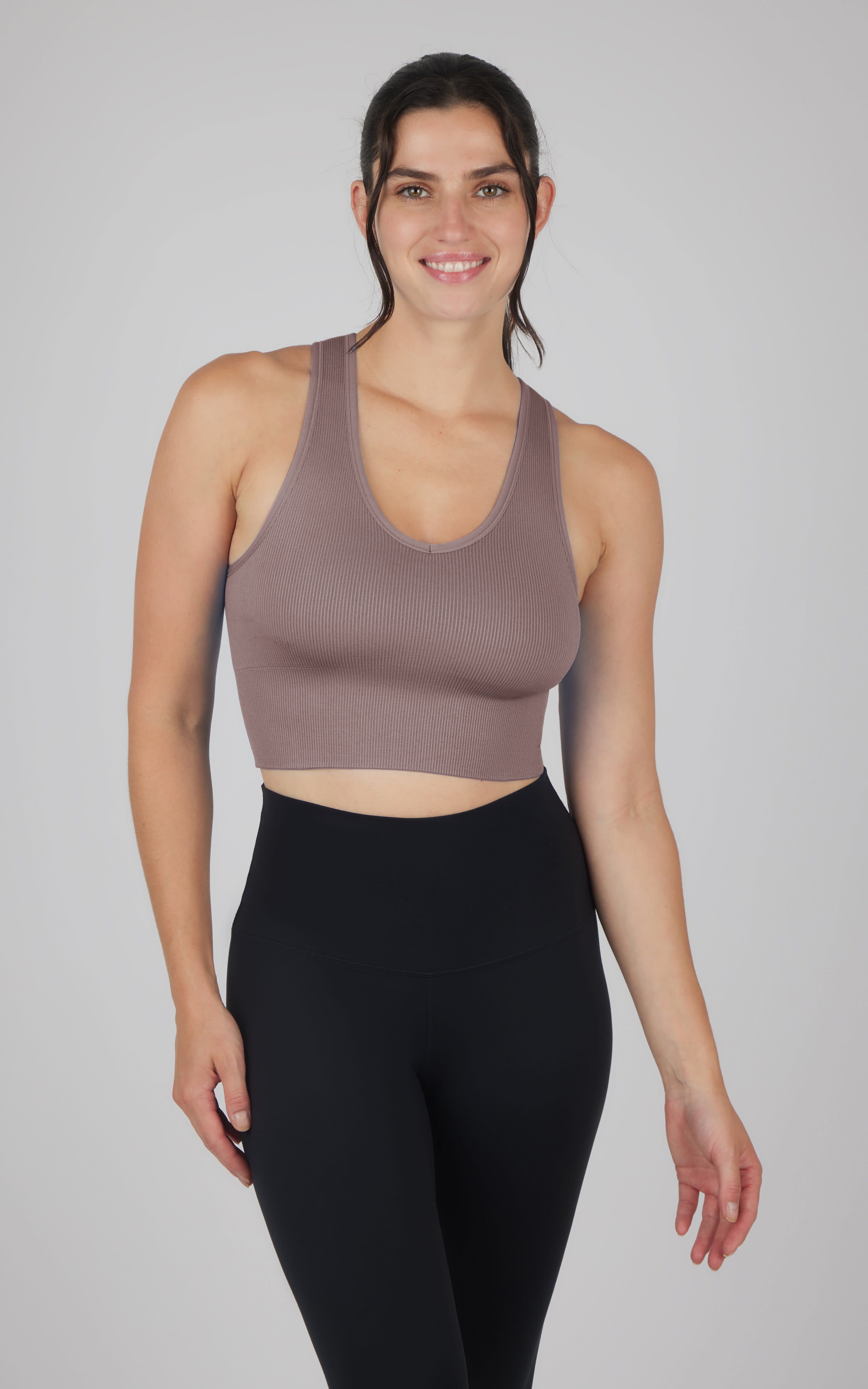 Seamless V-Neck Crop Ribbed Tank Top - 90 Degree by Reflex