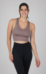 Seamless V-Neck Crop Ribbed Tank Top - 90 Degree by Reflex