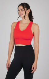Seamless V-Neck Crop Ribbed Tank Top - 90 Degree by Reflex