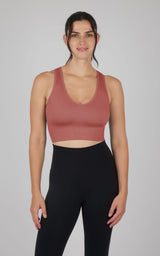 Seamless V-Neck Crop Ribbed Tank Top - 90 Degree by Reflex