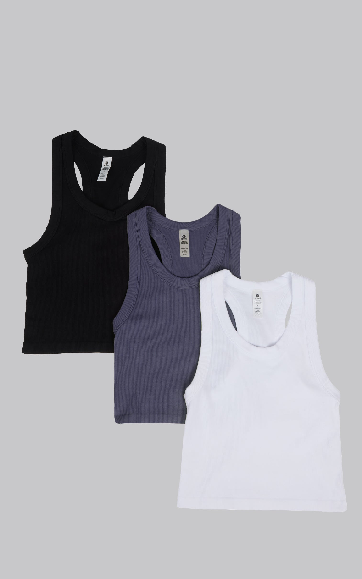 3 Pack Seamless Ribbed Tricolor Trio Meet and Greet Tank - SLW
