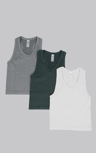 3 PK Ribbed Racerback Tank