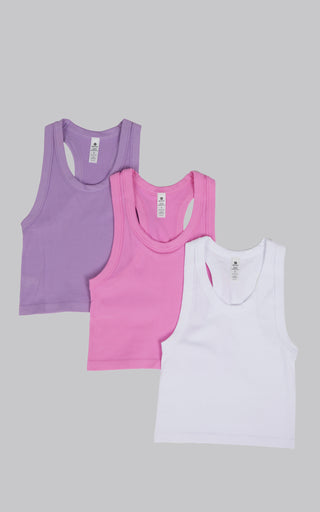 3 PK Ribbed Racerback Tank