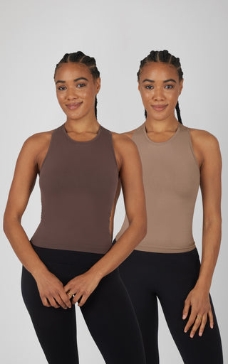 2 PK Seamless Racerback Tank Top with Built in Bra