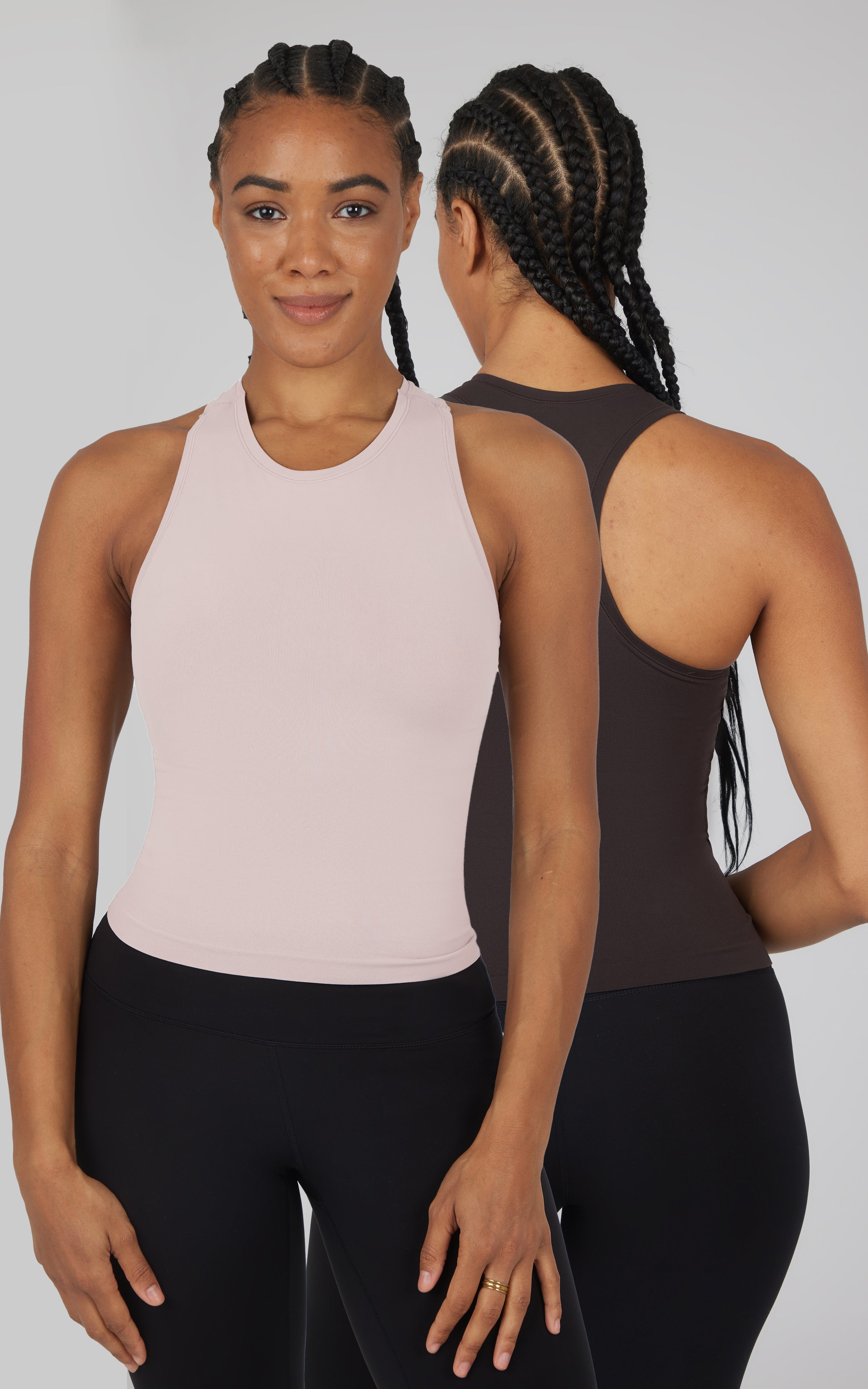 2 PK Seamless Racerback Tank Top with Built in Bra