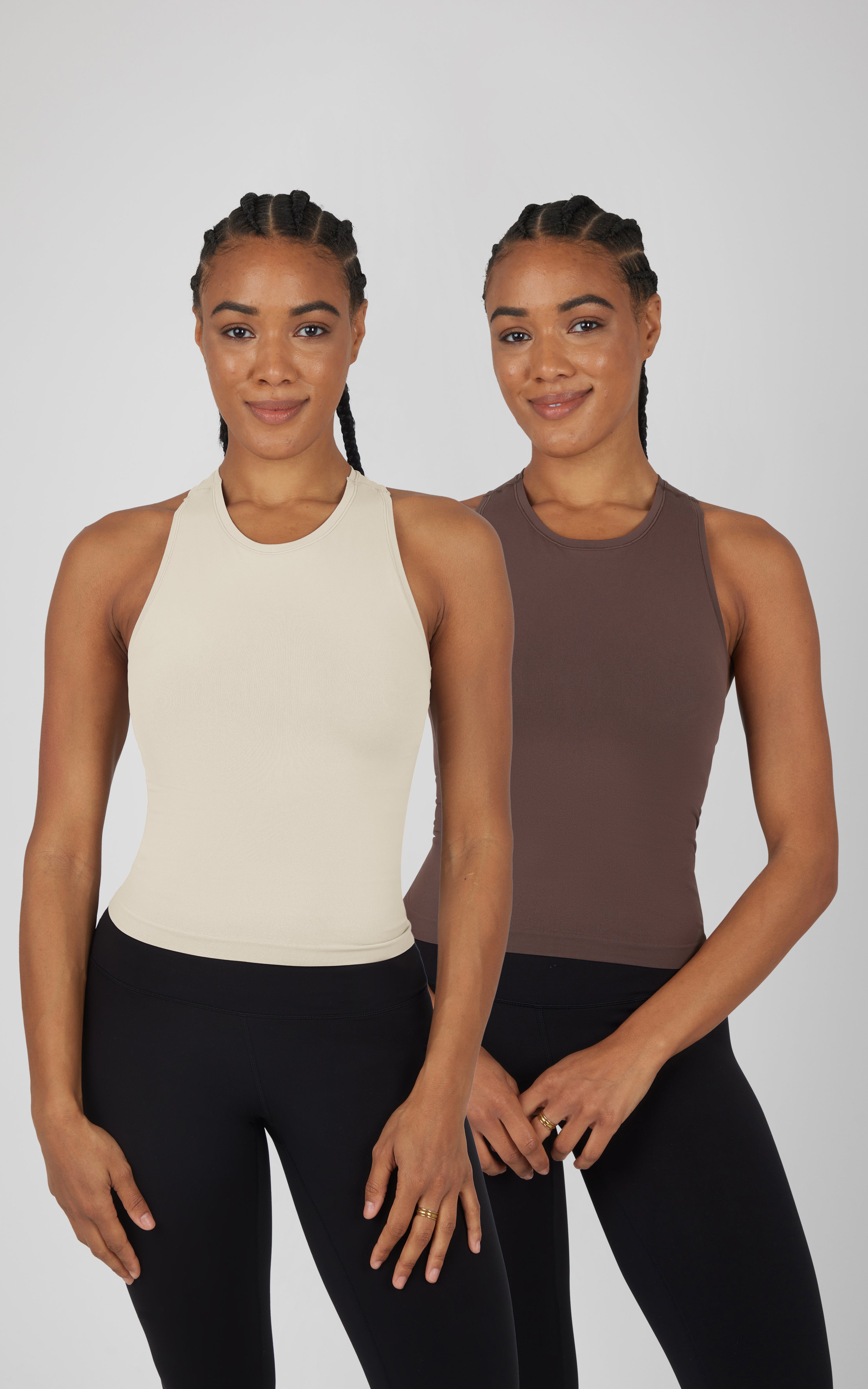 2 PK Seamless Racerback Tank Top with Built in Bra