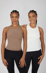 2 PK Seamless Racerback Tank Top with Built in Bra - 90 Degree by Reflex