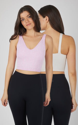 2 PK Stone Wash V-Neck Tank - Our Stone Story - 90 Degree by Reflex