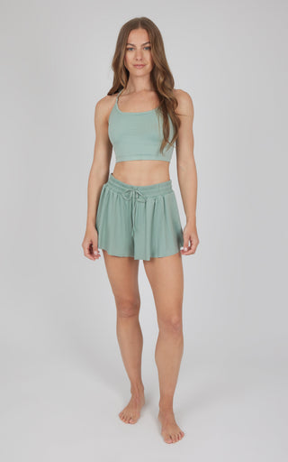 2 PC Seamless Bra and Ribbed 2 in 1 Running Short - Our Petal Tone Story - 90 Degree by Reflex