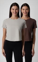 2 PK Airlite Cotton Boxy Cropped Short Sleeve Tee - 90 Degree by Reflex