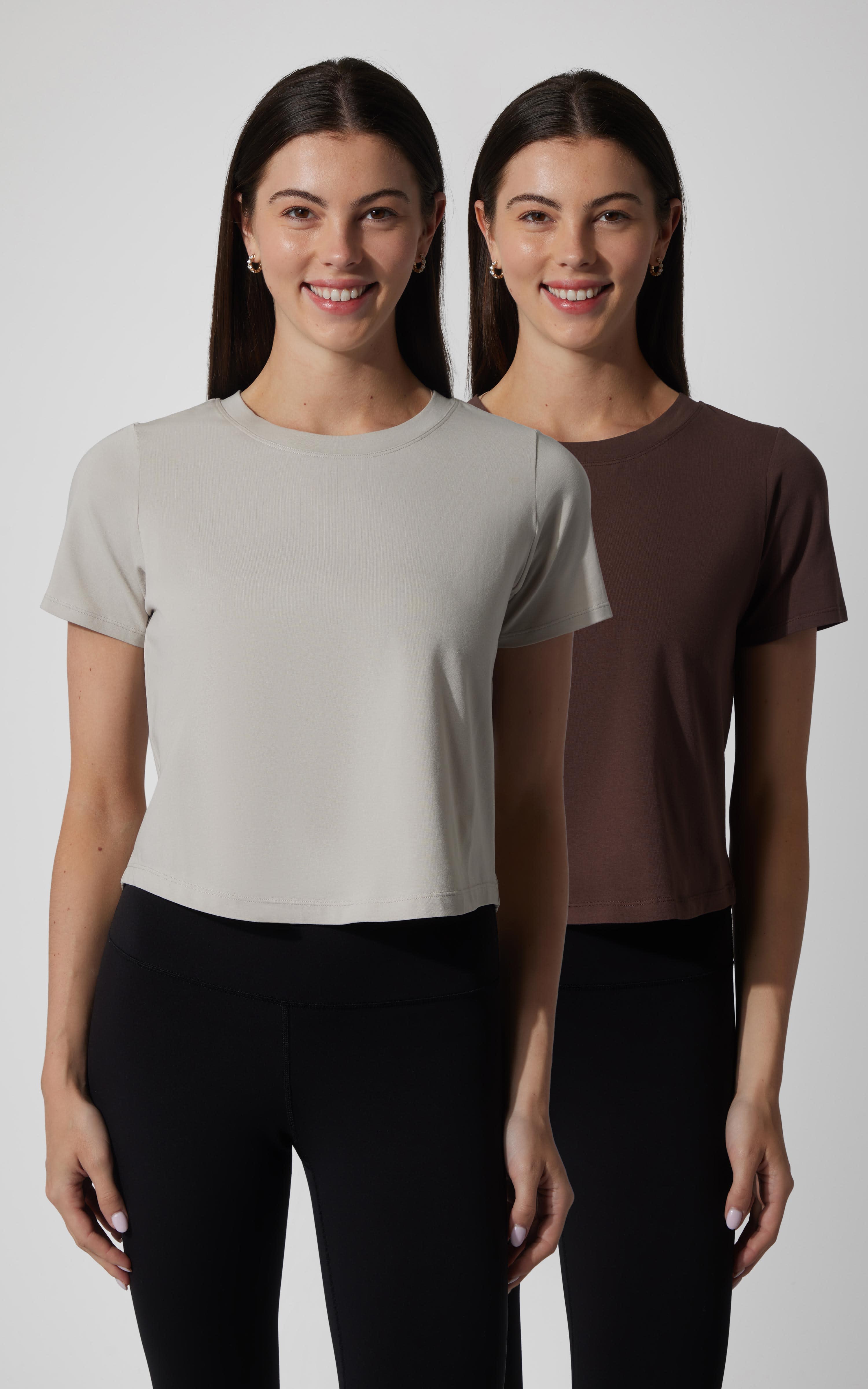 2 PK Airlite Cotton Boxy Cropped Short Sleeve Tee - 90 Degree by Reflex