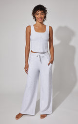 Terry Corset Tank & Fleece Wide Leg Pant Set