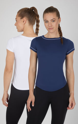 2 PK Super Soft Synergy High Crew Neck Short Sleeve Top and Crew Neck Top - 90 Degree by Reflex