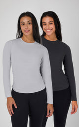 2 PK Side Ruched Long Sleeve Top