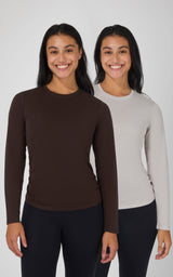 2 PK Side Ruched Long Sleeve Top