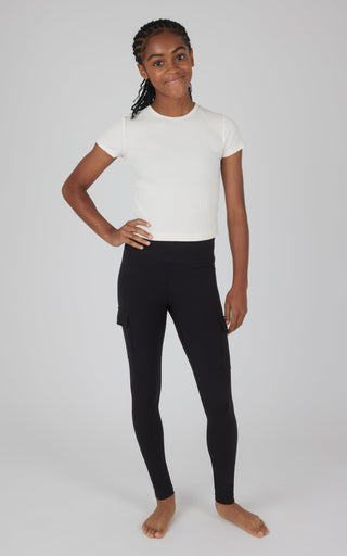 Girls 2 PK Interlock Everyday Cargo and Basic Legging - 90 Degree by Reflex