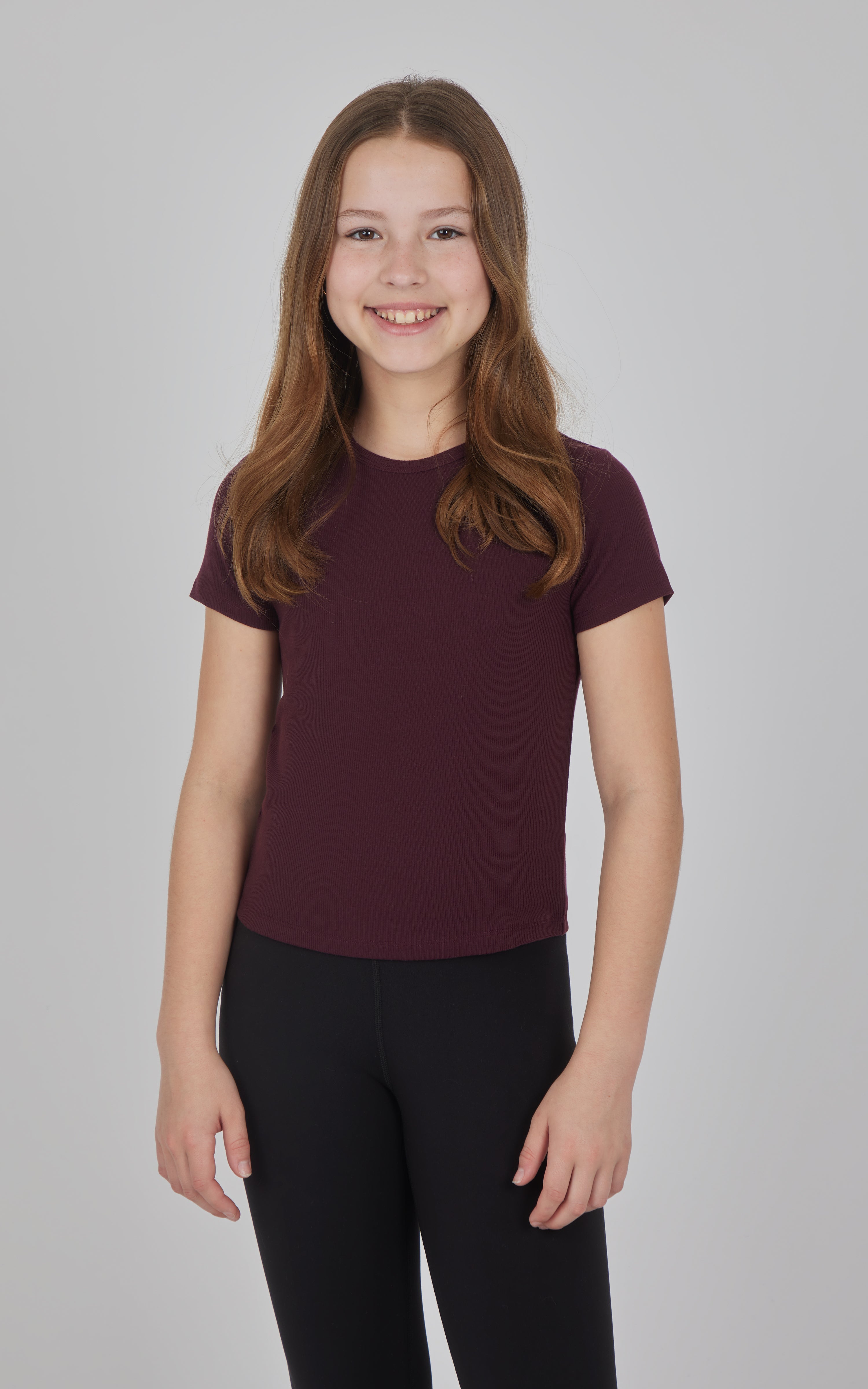 Girls 3 PK Ribbed Crew Neck Short Sleeve Shirt + Ribbed Crew Neck Long Sleeve Shirt - 90 Degree by Reflex