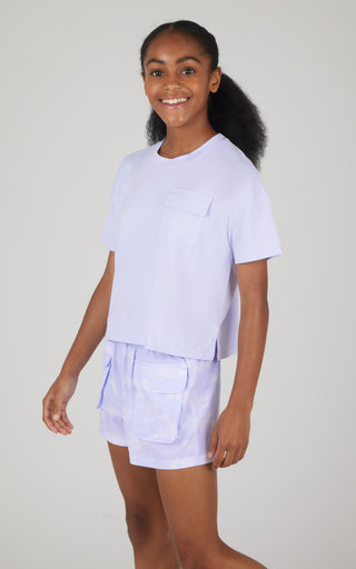 Girls 2 PC Boxy Tee and Woven Cargo Short - 90 Degree by Reflex