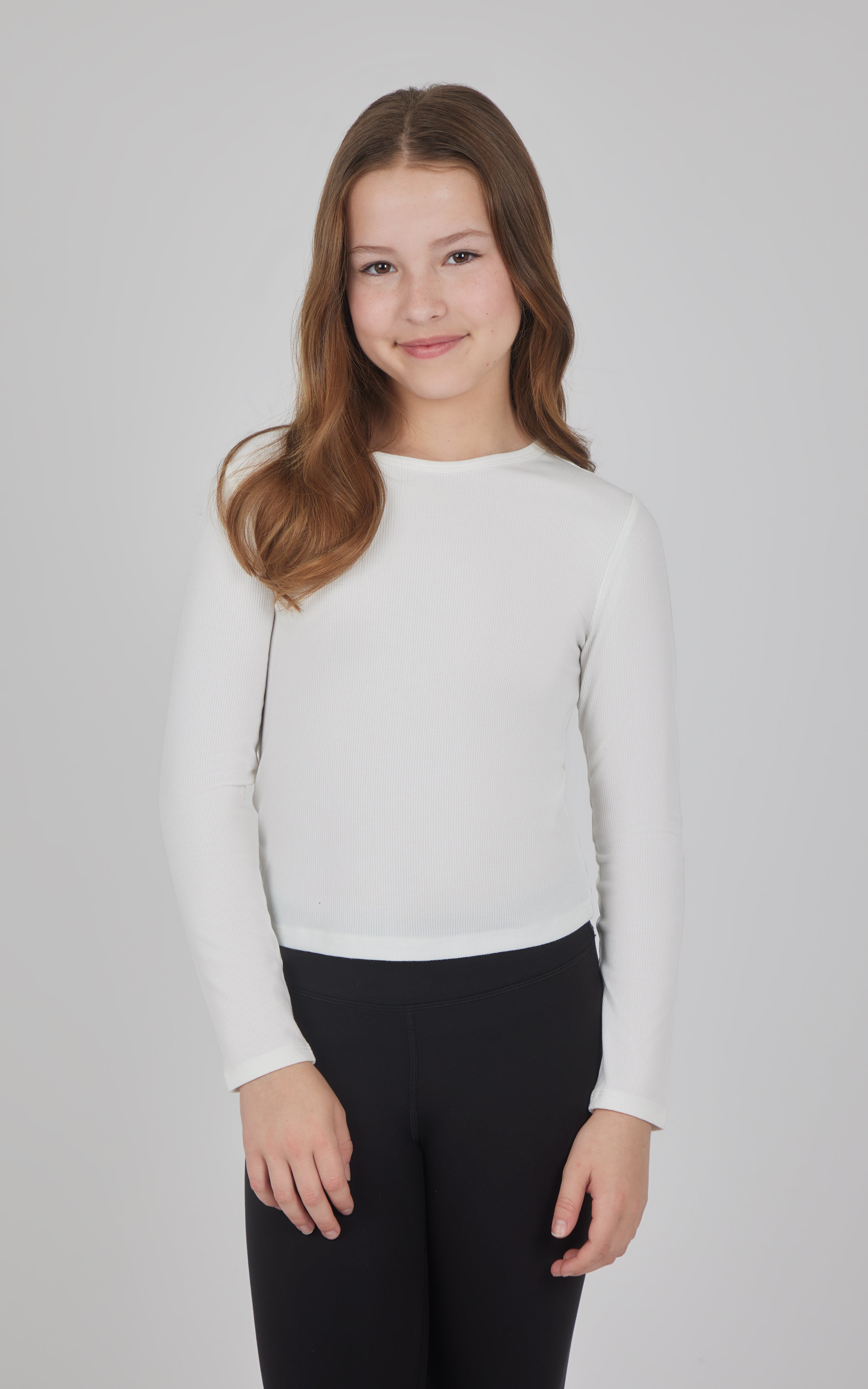 Girls 3 PK Ribbed Crew Neck Short Sleeve Shirt + Ribbed Crew Neck Long Sleeve Shirt - 90 Degree by Reflex