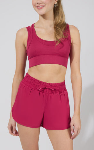 Seamless Rib Sorelle Double Layer Bra (With Cups) + Lightstreme Korra Running Short With Contrast Binding - 90 Degree by Reflex