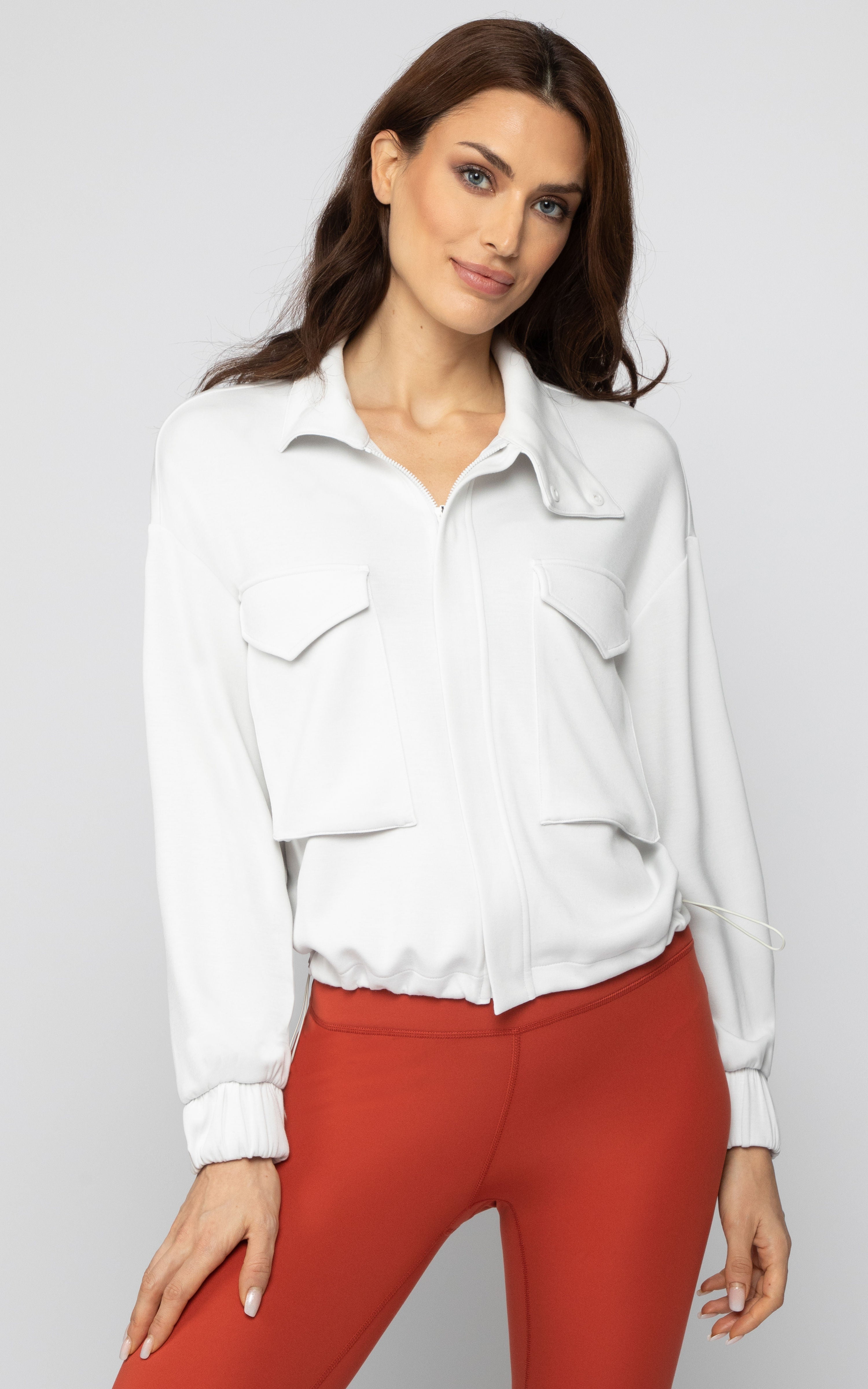 Scuba Modal Cropped Cinched Hem Jacket