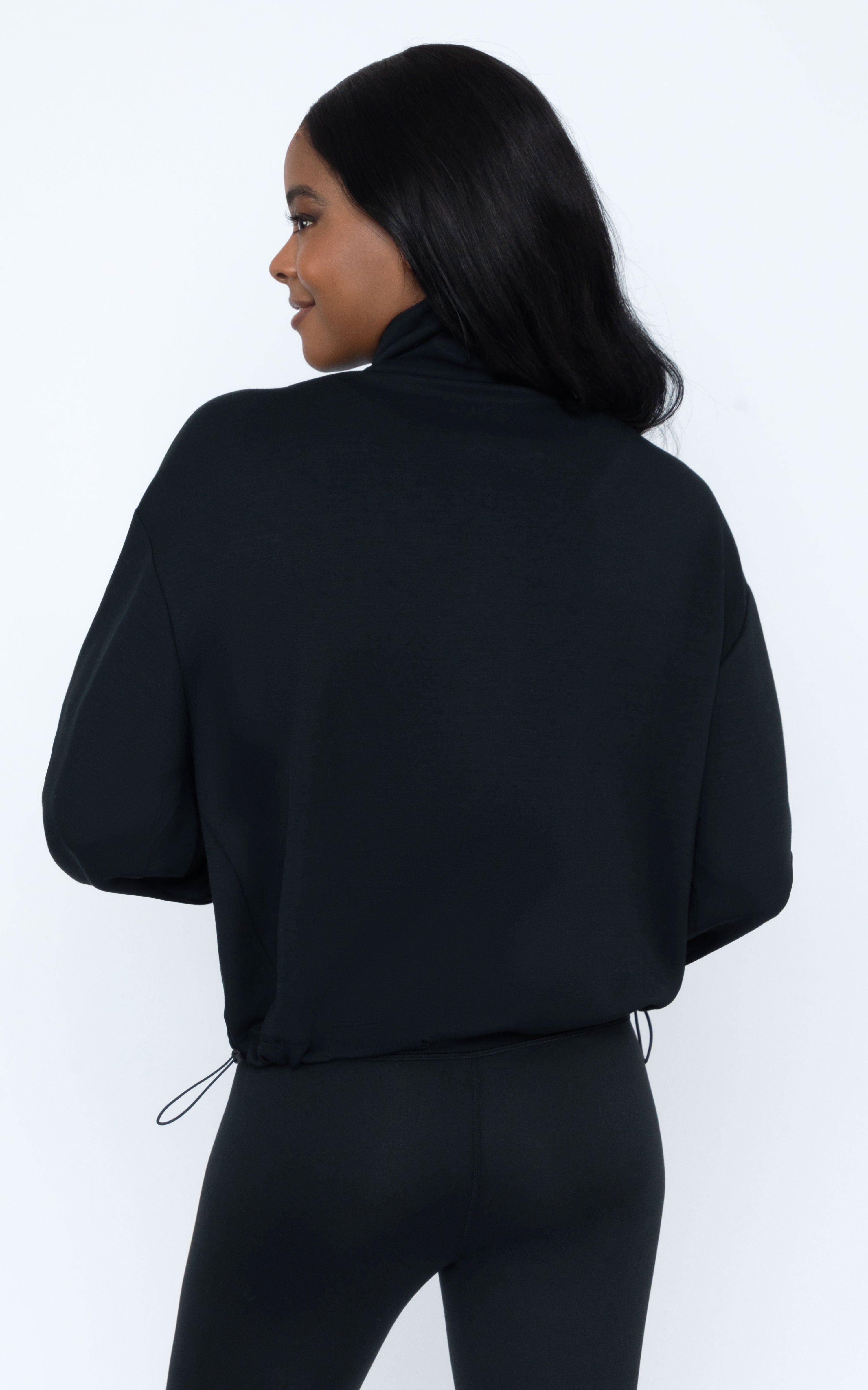 Scuba Modal Cropped Cinched Hem Jacket