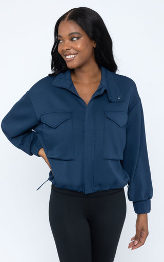 Scuba Modal Cropped Cinched Hem Jacket