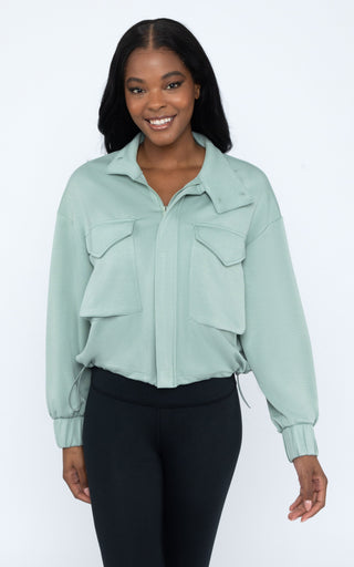 Scuba Modal Cropped Cinched Hem Jacket