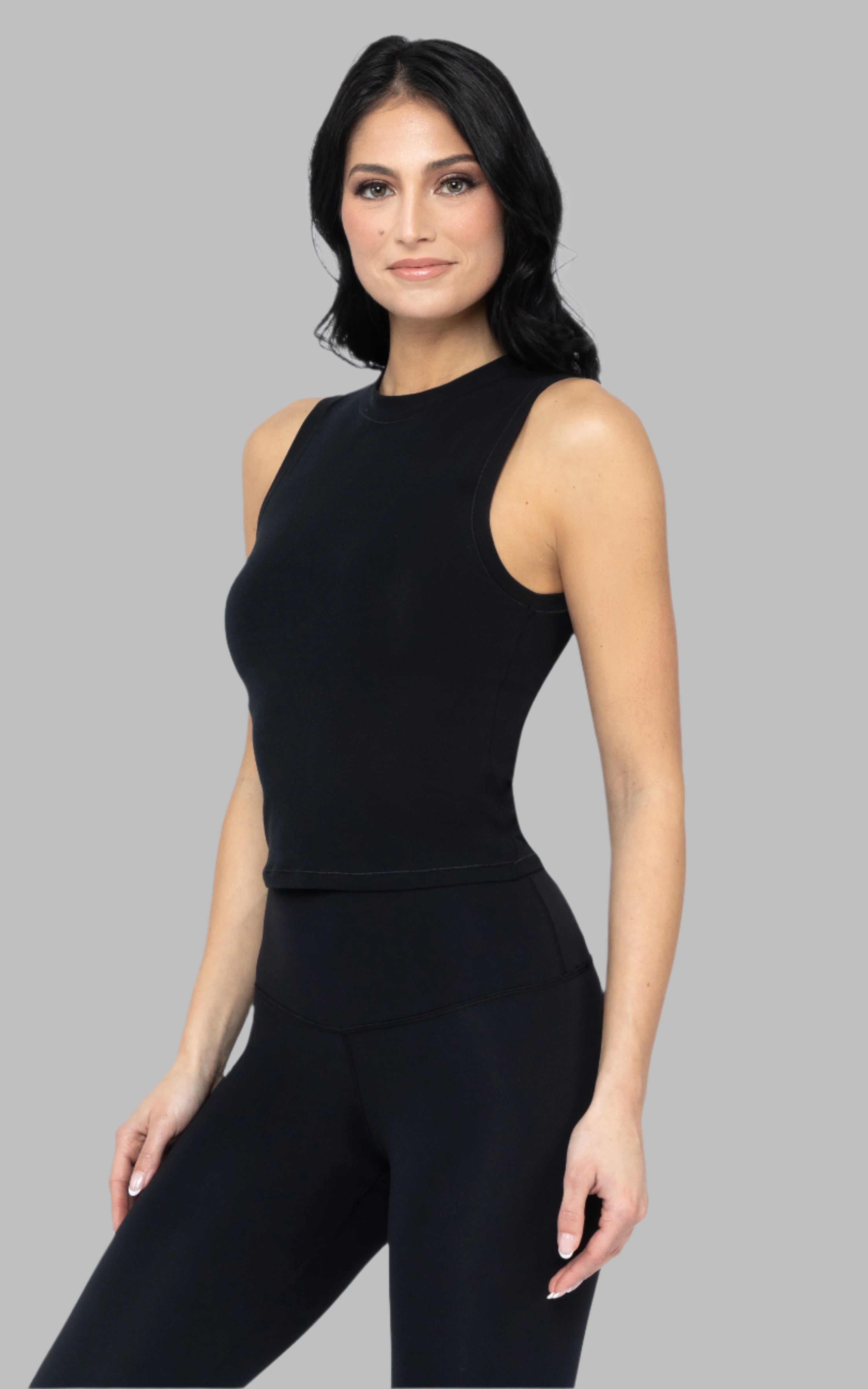 Airlite Cotton Mock Neck Tank