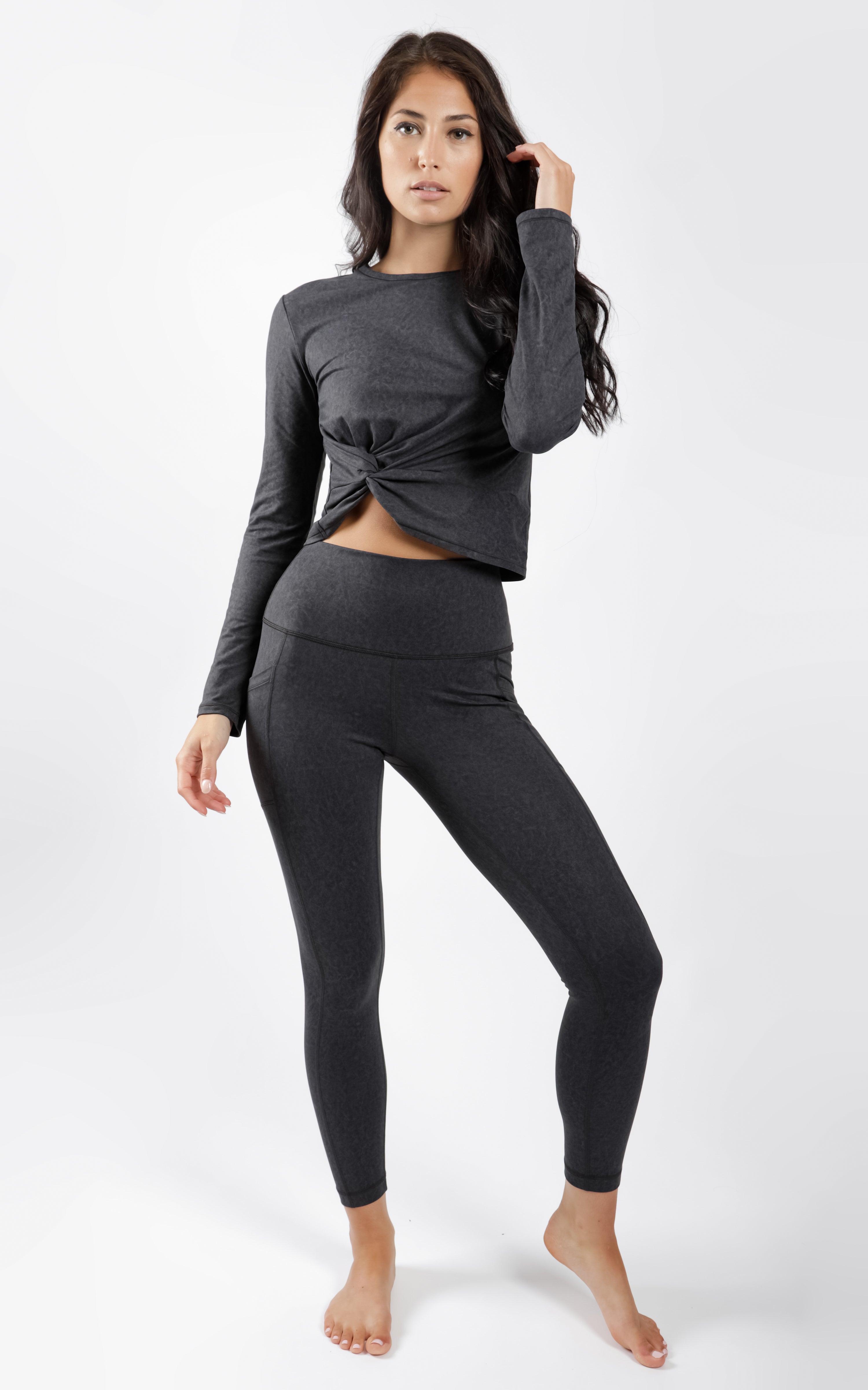 Wonderlink Vintage Elastic Free High Waist Side Pocket 7/8 Ankle Legging
