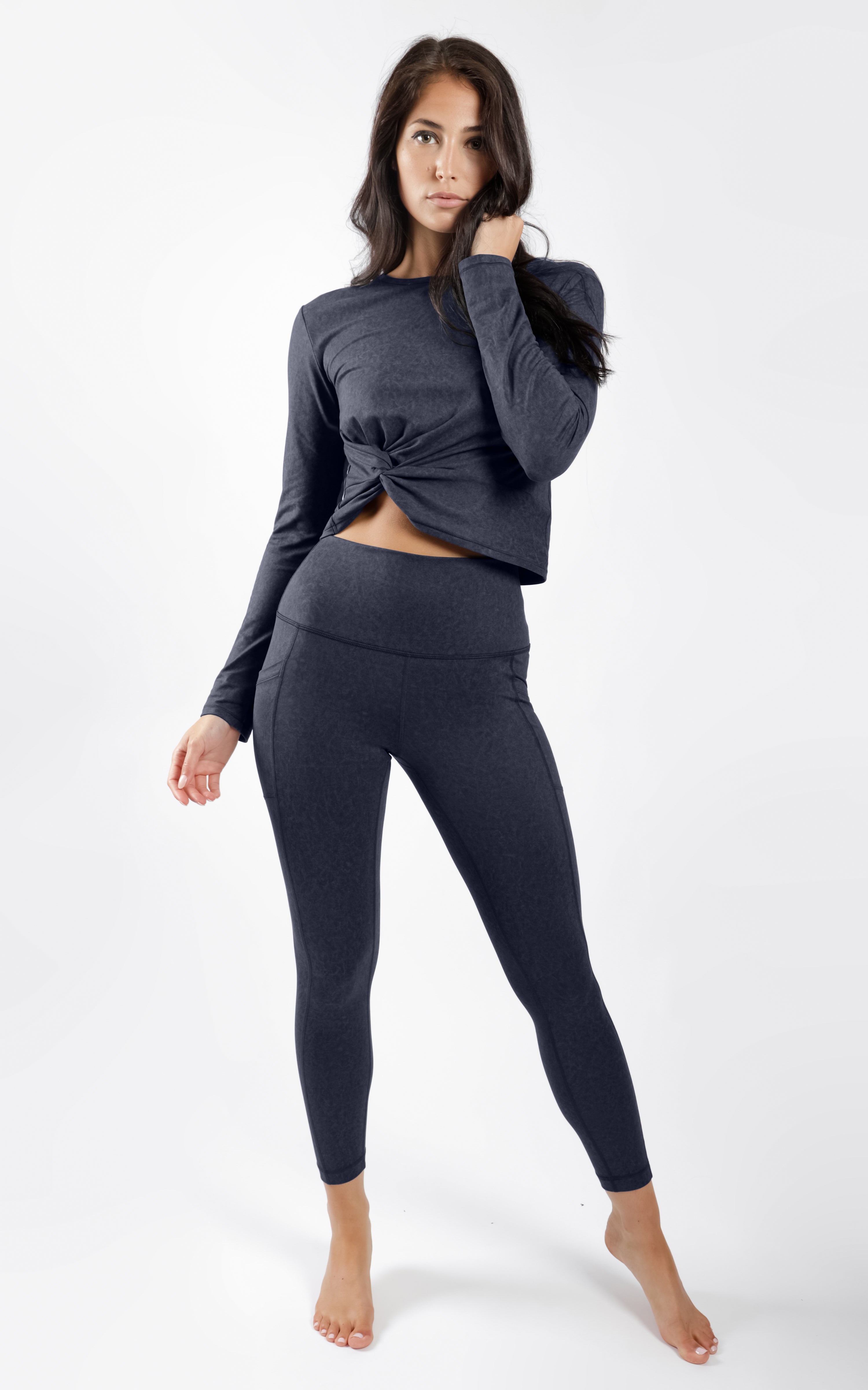 Wonderlink Vintage Elastic Free High Waist Side Pocket 7/8 Ankle Legging